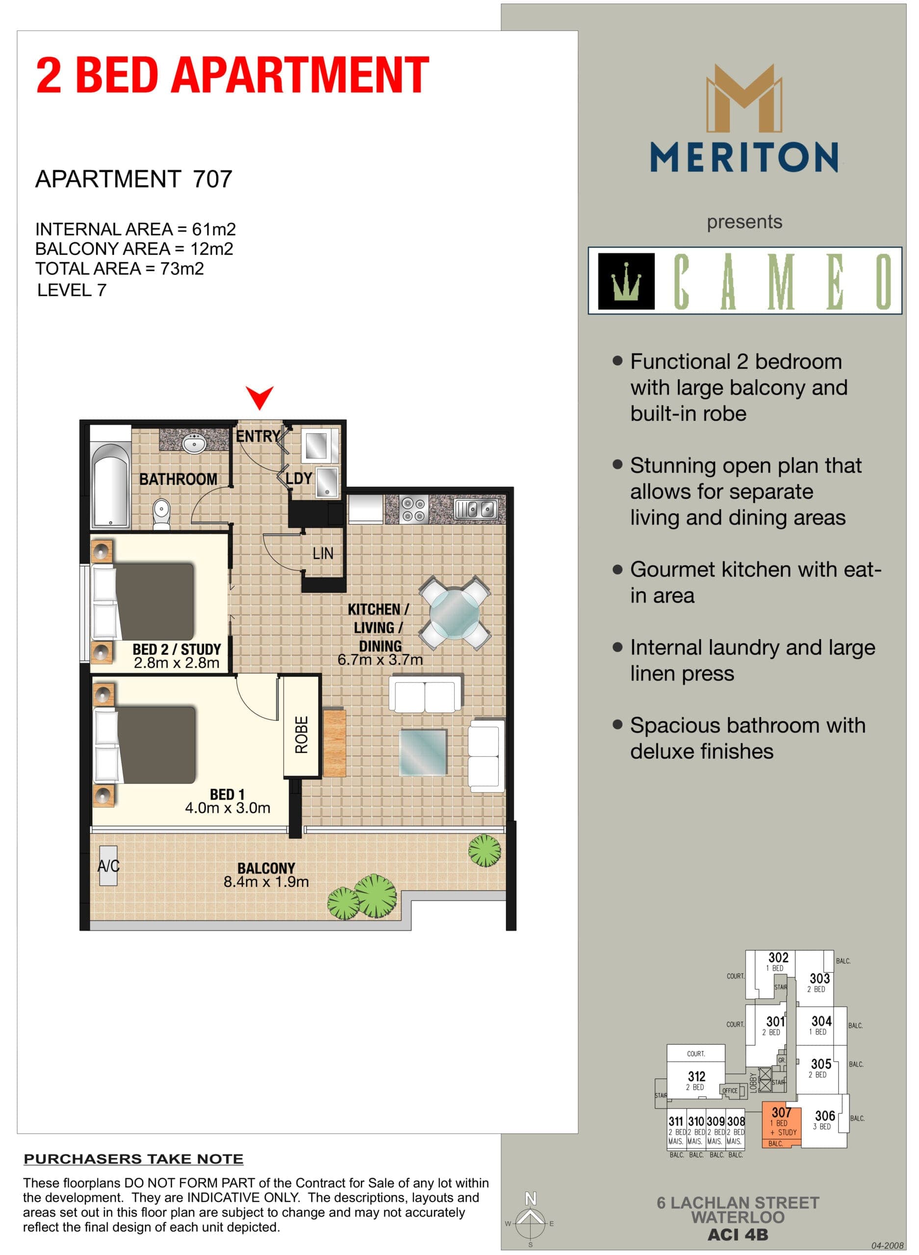 Unit 707, Cameo, 6 Lachlan Street, Waterloo